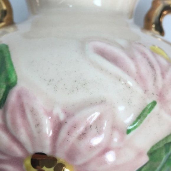 Hull Art Urn Style Vase Floral with Gold Accents - Picture 8 of 9